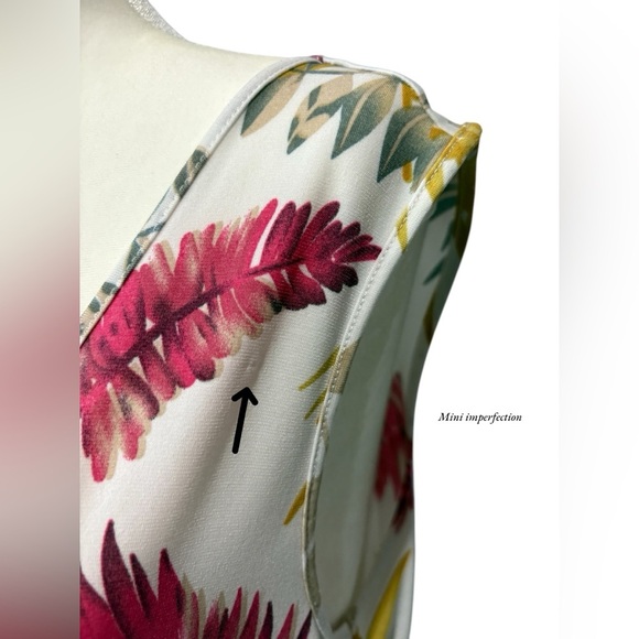 San Francisco, Floral Knee-Length Belted Dress, Large, White, Pink, Yellow πΈ - Picture 9 of 11